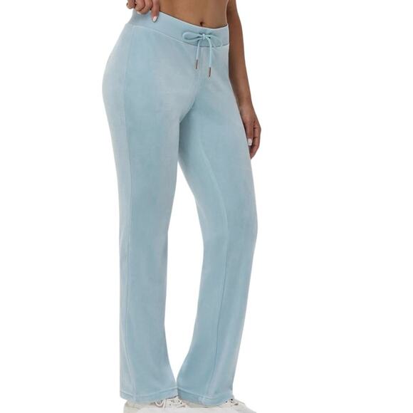Juicy Couture Y2K OG Bling Logo Velour Track Pants Pastel Turquoise Size XL - Picture 4 of 14
